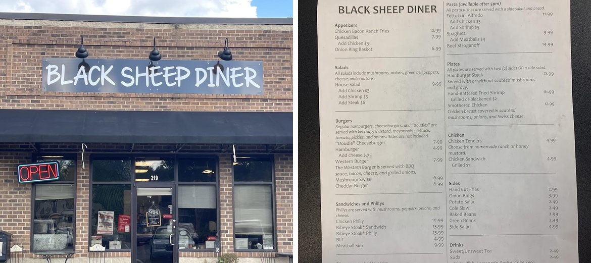 Black Sheep Diner Menu